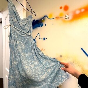 Soft baby blue and white paisley dress😍